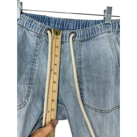 One Teaspoon Shabbies Jeans Womens XS Drawstring Boyfriend Distressed Light Wash - Picture 7 of 10